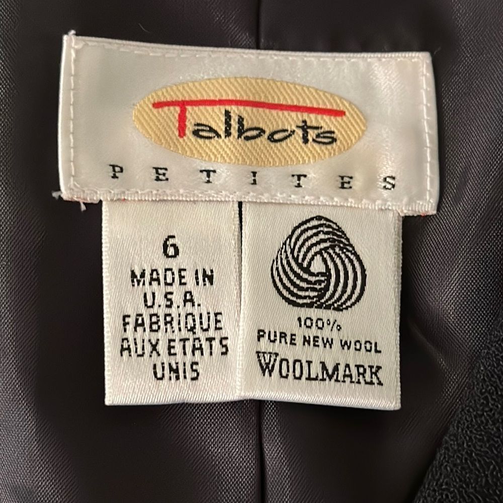 Vintage Talbots Black 1990s 100% Pure New Wool Blazer Size 6P - Picture 13 of 13
